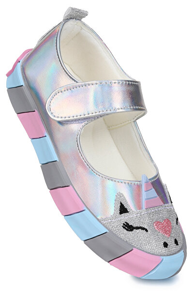 Kiko Kids Gilan Cırtlı Işıklı Kız Çocuk Babet Ayakkabı