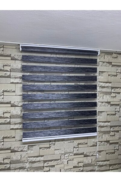 PERDECİNİZ Antrasit Gri Renk Bambu Zebra Perde (etek Kısmı Düz) ENXBOY