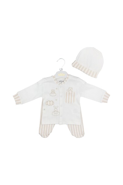 Aziz Bebe uğurböceğiçocuk Aziz Bebe Çizgili Bulut Ayı Nakışlı 3'lü Bebek Takı...