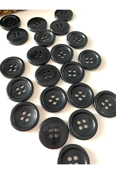 canan dizayn 18 ملم (28 مقاس) زر بوليستر أسود (25 قطعة)