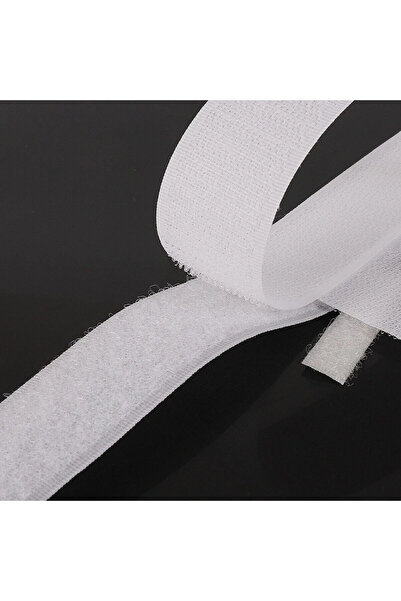 BGM TEKS Bandă cu cârlig și buclă albă de 2 metri - cu fermoar american