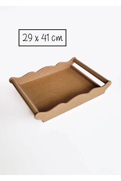 Ahşap Ham Mdf, Boyanabilir Dikdörtgen Gondol Tepsi, 29x41 Cm