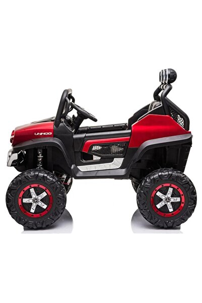 Factual Toys سيارة مرسيدس بنز يونيموج للأطفال بمقعدين - 12 فولت - أحمر