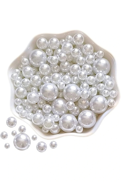 BİGÜMEX 8 Mm Beyaz Renk Deliksiz Inci 30 gr ( 80-85 Adet )