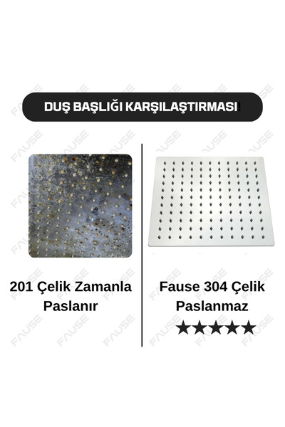 Fause Kolonlu Tepe Duş Seti Robot Duş Slim Çelik Başlıklar Kds101