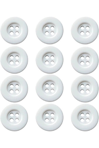 BİGÜMEX زر أبيض ذو 4 فتحات - 23 حجمًا - 50 قطعة