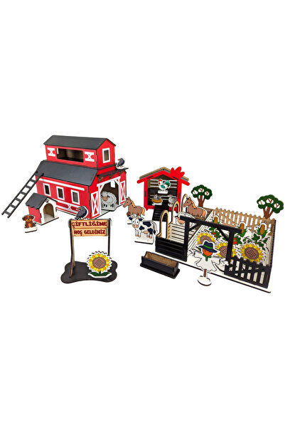 Lapin Deney Atölyesi Çiftlik Oyun Seti – Doğal Ahşap Puzzle DIY Kendin Yap Ha...