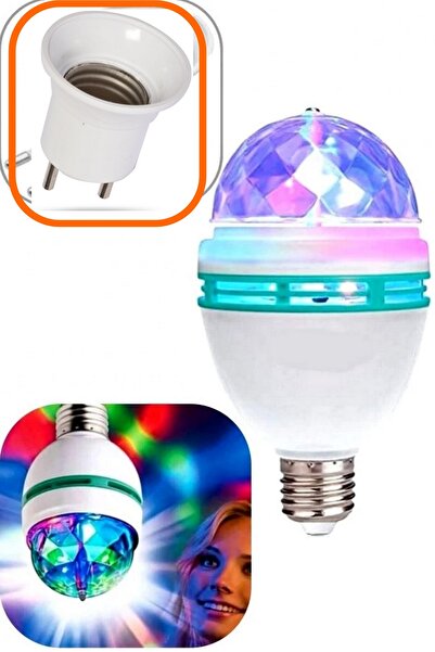 BarkoFix Renkli Disko Ampulü Lambası E27 Duy Hediye LED Ampul Dönen Disco Top...