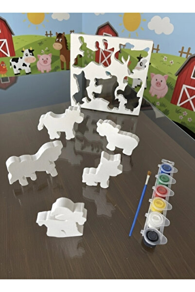 3D Çiftlik Hayvanları Boyama Seti ,Puzzle, Eva Baskı Süngeri. Çocuk Etkinlik, Montessori.