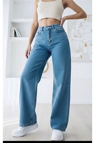 DRC trend Ženske široke lycra plave super visoke struk džins palazzo pantalone