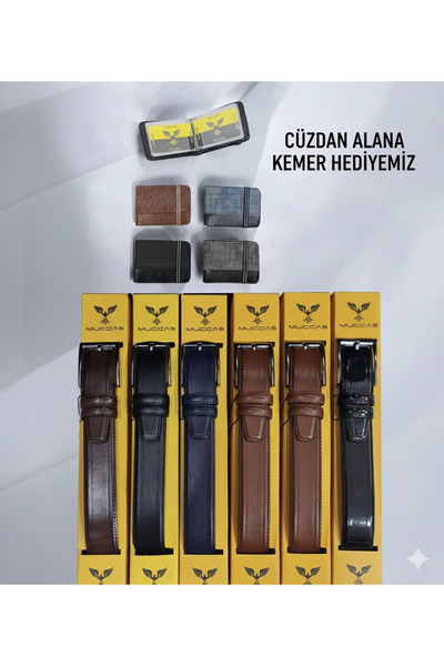 ATKGİYİM Horizontal Model Men's Wallet + Belt Gift - Stylish Card Holder with...