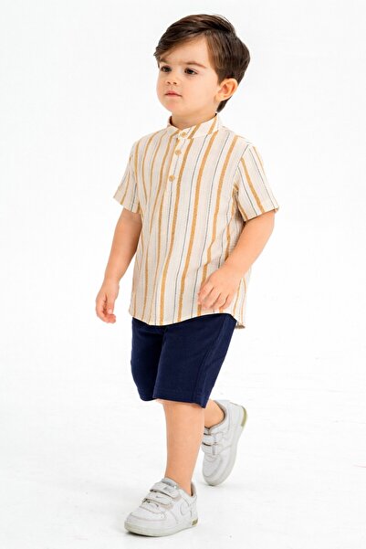 Chicsy Baby Tarz Gömlekli  Belden Ayarlanabilir Kısa Kollu Şortlu 2'li Takım ...