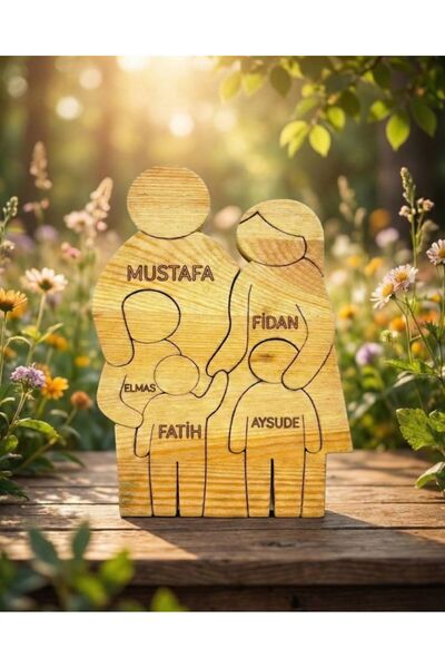 Kişiye Özel Ahşap Ailemiz Puzzle Beşli
