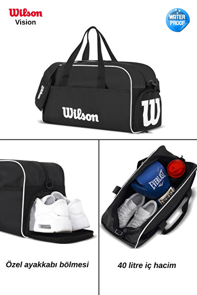 Wilson Lisanslı Unisex Özel Ayakkabı Bölmeli Su Geçirmez 40 Litre Gym Spor Se...