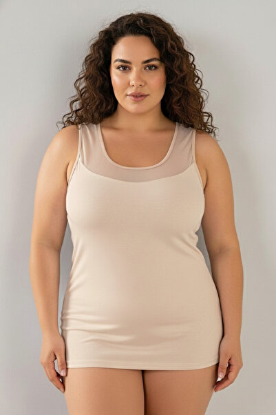 MrrMajestic Γυναικείο μπλουζάκι μεγάλου μεγέθους με χοντρό λουράκι και γιακά ...