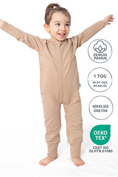 Zuppers 1 Tog Sleeping Bag with Children's Booties - Sand Beige