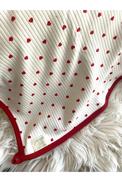 Tiny World Red Heart Natural Cotton 80X90 cm Double Layer Baby Blanket