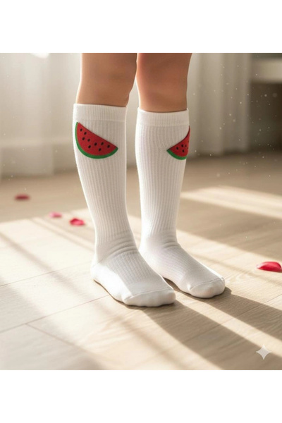 BİGÜMEX Детски чорапи с плодов принт до коляното, 3 чифта, 1-5 години