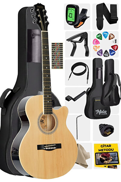 Midex Xc-200nt Kesik Kasa Profesyonel Akustik Gitar 4/4 Yetişkin Üst Segment ...