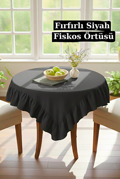 KAMİZ Ruffled Linen Runner Ruffled Fiskos Cover Ruffled Tablecloth Dowry Cover