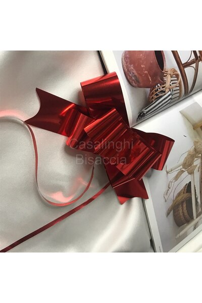 bisaccia 20mm (2 CM) - Metallic Red Color Pull Bow Ornament Red Gift Package ...