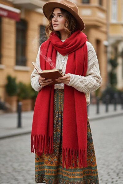 Külah Γυναικείο Premium Κόκκινο Χειμερινό Κασκόλ – Εξαιρετικά Ζεστό