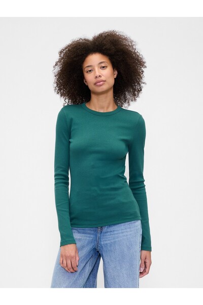 GAP Kadın Yeşil Essential Crewneck T-Shirt