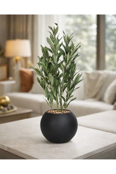 CENTRHOME شجرة صناعية محاكاة للشجر الزيتون الصناعية 65 سم بمركن مكور