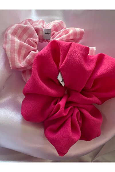 OIA Atelier Pembe Pötikare Scrunchie Simit Toka Lastikli Set
