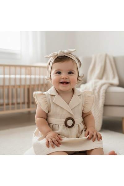 popshops baby فستان موسلين بحزام من بوبشوبس