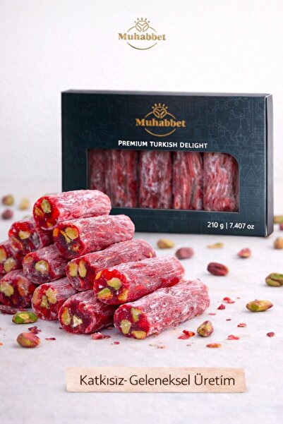 Muhabbet Gıda Narlı Fıstıklı Parmak Fitil Lokum – 210 g | Muhabbet Lokum (Gün...