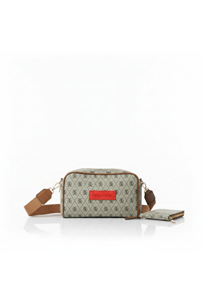 Baghashtag Δερμάτινη τσάντα με διπλό φερμουάρ σε μπεζ μίνιμαλ σχέδιο