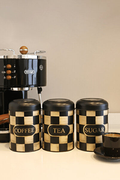 Sarkap Home Kubbe Kapaklı 3'lü Dekoratif Metal Saklama Kutusu Seti - Dama