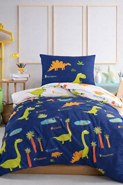 Eponj Home Junior Nevresim Seti Tek Kişilik Dinolar Lacivert