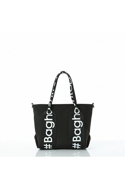 Baghashtag Mini geantă neagră impermeabilă cu mâner scris