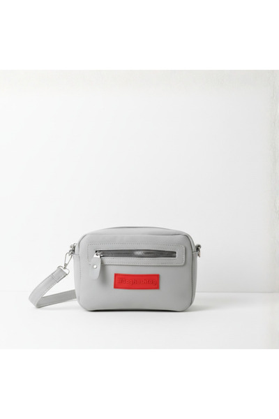 Baghashtag Geantă gri Tiny unisex din piele cu 3 compartimente