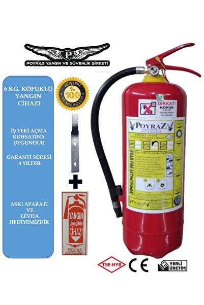 Genel Markalar 6kg Yangın Söndürme Tüpü Köpüklü 1 Adet Askı Aparatı Levha Hed...