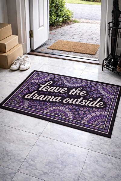 RozTeks “Leave the Drama Outside” Yazılı Kapı Önü Paspası