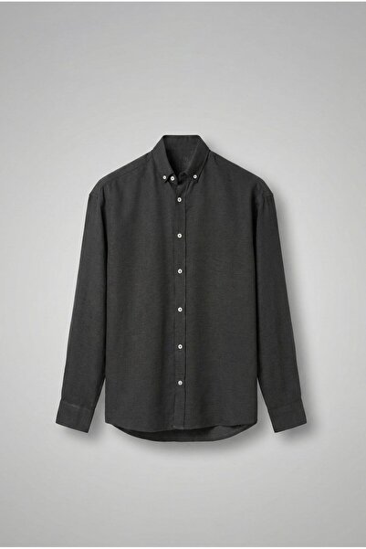 ablukaonline Μαύρο ανδρικό oversize Basic άνετο πουκάμισο