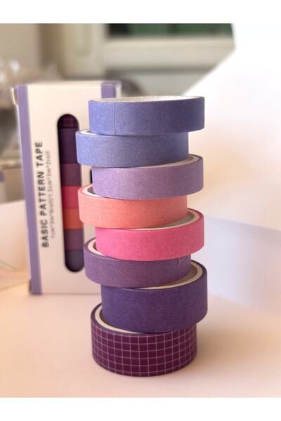 Padme studio 8'li Washi Dekoratif Kağıt Bant - Ocean/Mor