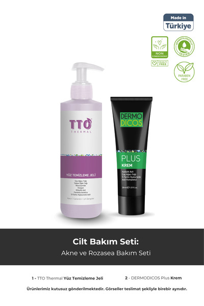 TTO Akne ve Rozasea Bakım Seti Temizleme Jeli Dermodicos Plus