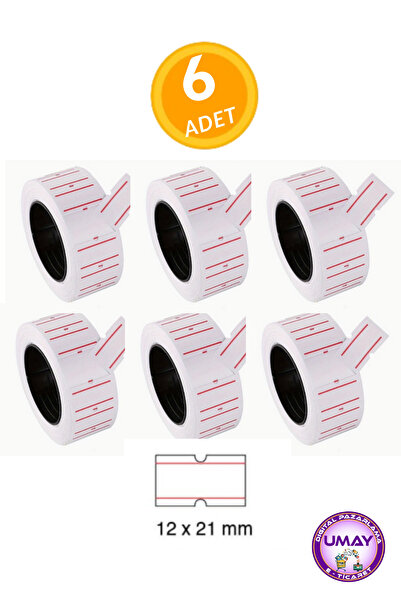 Tanex 6 Pieces White Striped Price Tag 12×21 mm |   1 Roll 800 Pieces |   Adh...