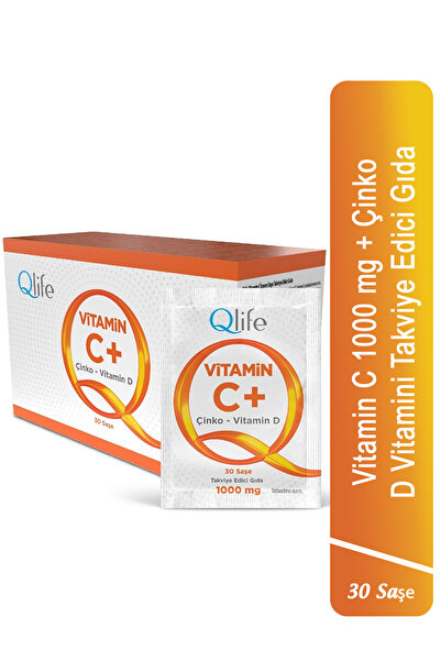 Qlife Vitamin C Plus - C Vitamini ve Çinko ve D Vitamini 30 Şase