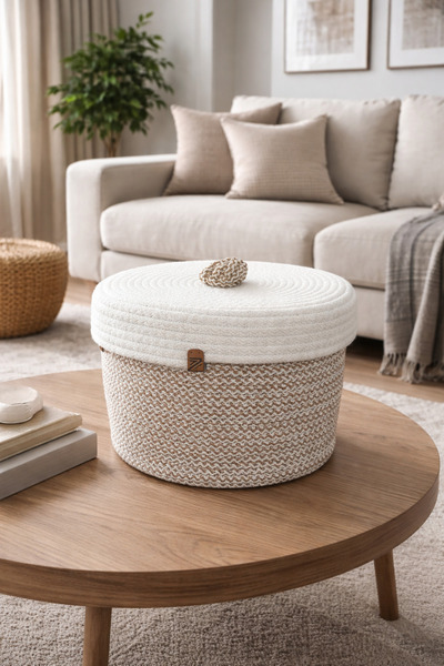 Naspar Decorative Basket with Lid - Multi-Purpose Storage Box - Bread Basket ...