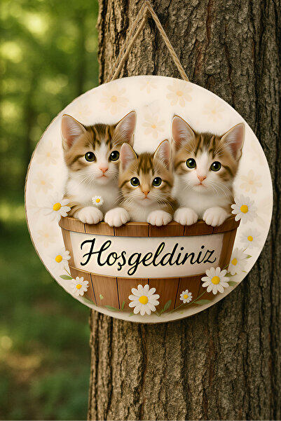 MARNELLO CONSEPT "Welcome" Door Decoration - Wooden Mdf 2D Print with Cute Ca...