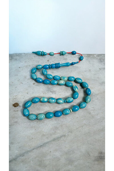 İnan Tesbih مسبحة موديل مصنوعة يدويًا بلون الفيروز مع نظام تثبيت من العنبر