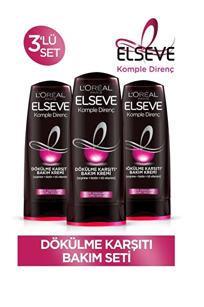ELSEVE Saç Kremi 390 Ml Komple Direnç Dök. Karşı x3 Adet
