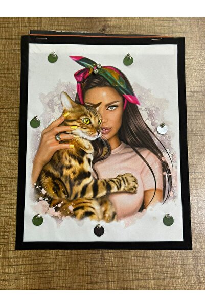 Gönülden Tasarım 25x20 Cm 3D Paiete cu paiete pisică și aplicație de cusut pe...