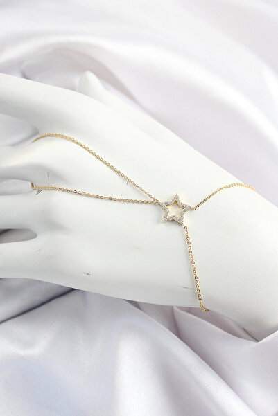 shopwave Brass Gold Color Zircon Stone Star Model Şahmeran