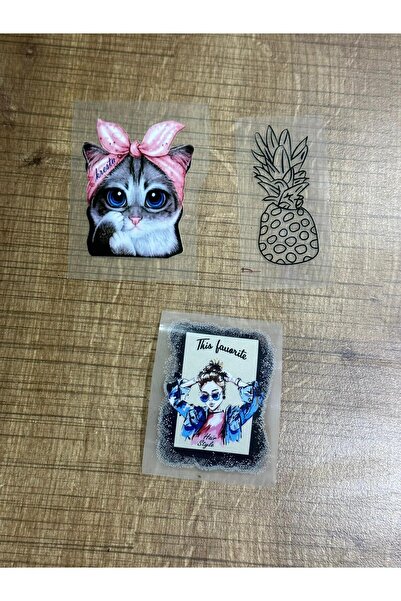 Gönülden Tasarım 6x5 cm 3 komada peglača K mačka ananas transfer štampa Arma